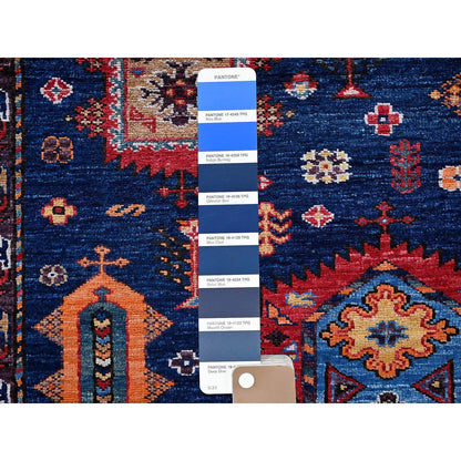 Kazak Wool Hand Knotted Rug Blue 6.4x8.9 -O0572