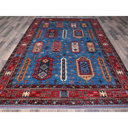 Kazak Wool Hand Knotted Rug Blue 6.3x9.1 -O0573