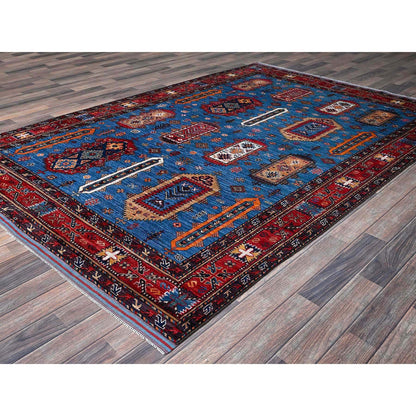 Kazak Wool Hand Knotted Rug Blue 6.3x9.1 -O0573
