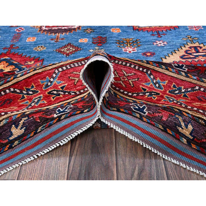 Kazak Wool Hand Knotted Rug Blue 6.3x9.1 -O0573