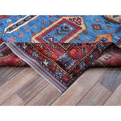 Kazak Wool Hand Knotted Rug Blue 6.3x9.1 -O0573