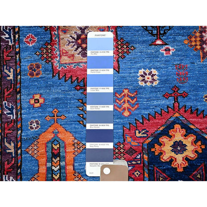 Kazak Wool Hand Knotted Rug Blue 6.3x9.1 -O0573