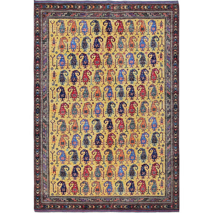 Kazak Wool Hand Knotted Rug Yellow 6.1x8.10 -O0574