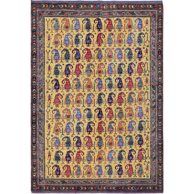 Kazak Wool Hand Knotted Rug Yellow 6.1x8.10 -O0574