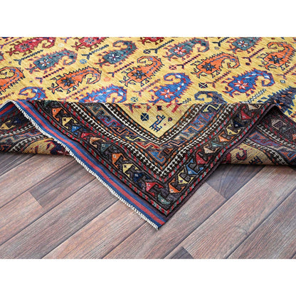 Kazak Wool Hand Knotted Rug Yellow 6.1x8.10 -O0574