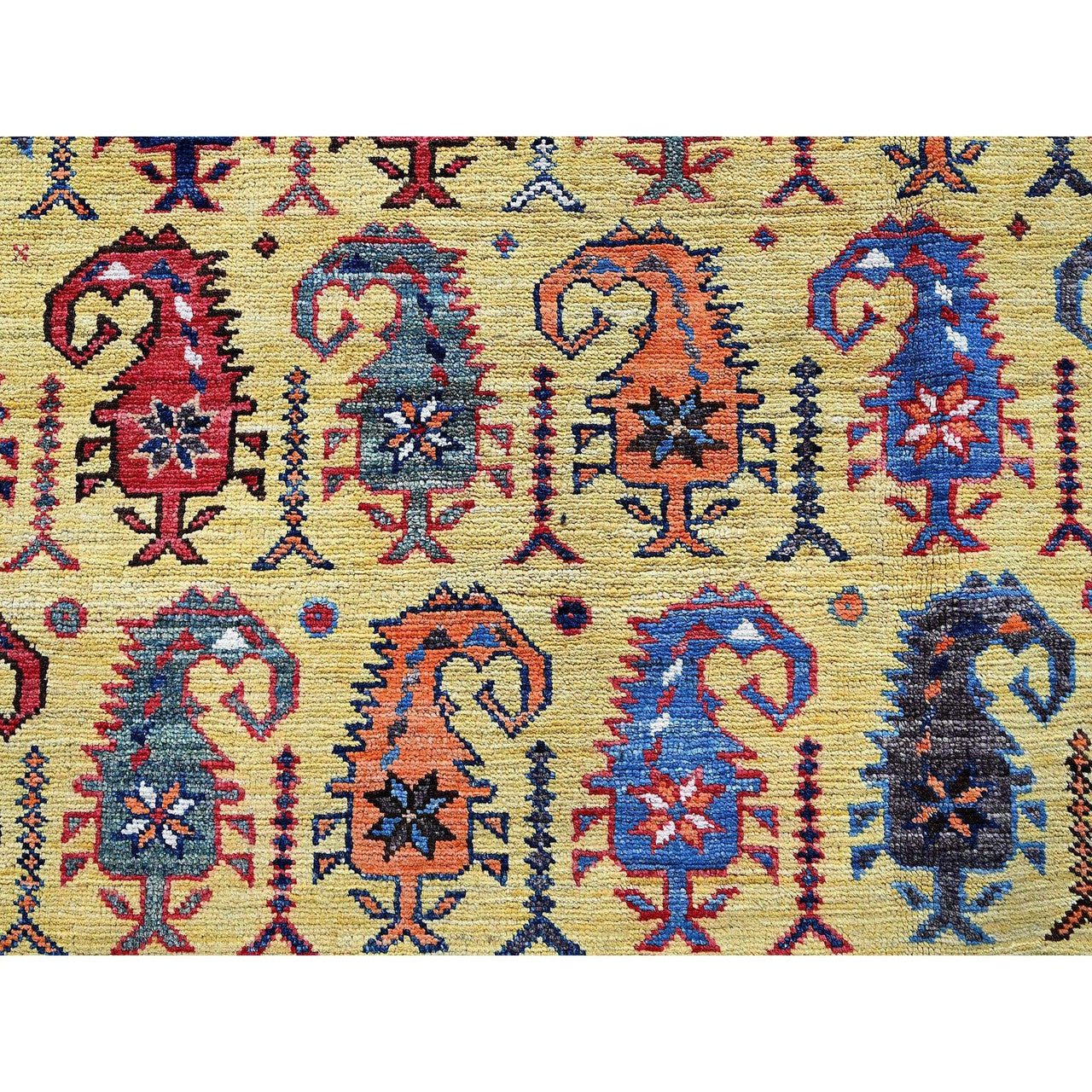 Kazak Wool Hand Knotted Rug Yellow 6.1x8.10 -O0574
