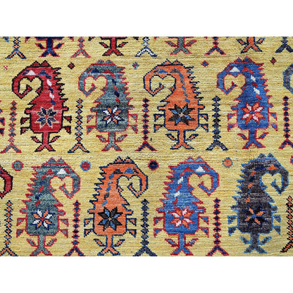 Kazak Wool Hand Knotted Rug Yellow 6.1x8.10 -O0574