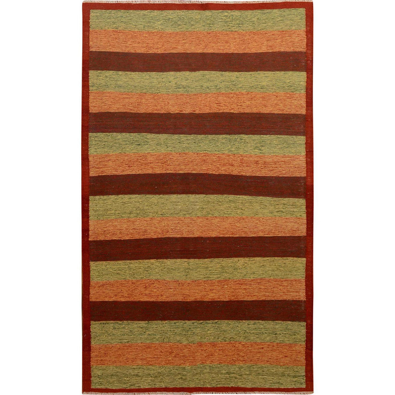 Flat Weave Wool Hand Woven Rug Red No Border  4.9X8.0 -O057500