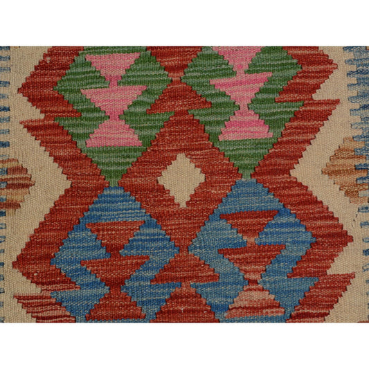 Flat Weave Wool Hand Woven Rug Red No Border 2.9X3.8 -O057514