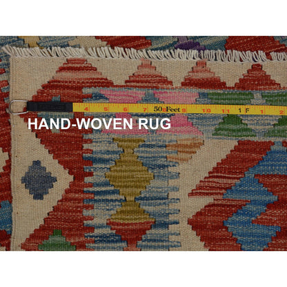 Flat Weave Wool Hand Woven Rug Red No Border 2.9X3.8 -O057514