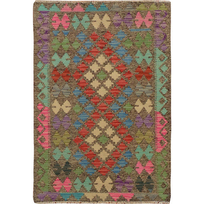 Flat Weave Wool Hand Woven Rug Red No Border 2.7X3.10 -O057517