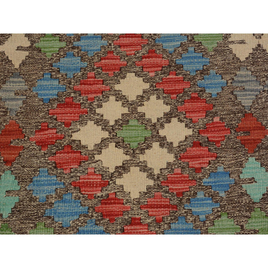 Flat Weave Wool Hand Woven Rug Red No Border 2.7X3.10 -O057517