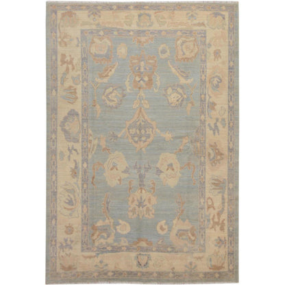 Oushak And Peshawar Wool Hand Knotted Rug Grey Ivory 6.2X8.10 -O057532