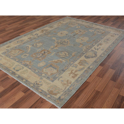 Oushak And Peshawar Wool Hand Knotted Rug Grey Ivory 6.2X8.10 -O057532