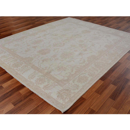 Oushak And Peshawar Wool Hand Knotted Rug Ivory No Border 8.0X9.6 -O057538