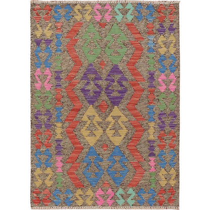 Flat Weave Wool Hand Woven Rug Grey No Border 2.8X3.8 -O057544