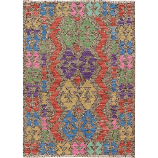 Flat Weave Wool Hand Woven Rug Grey No Border 2.8X3.8 -O057544