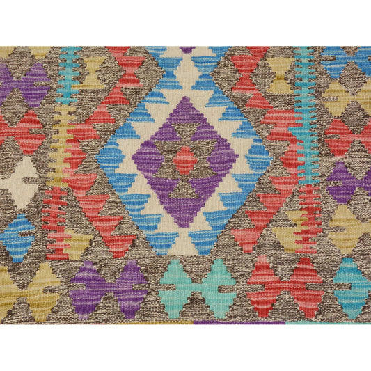 Flat Weave Wool Hand Woven Rug Purple No Border 2.8X3.10 -O057545