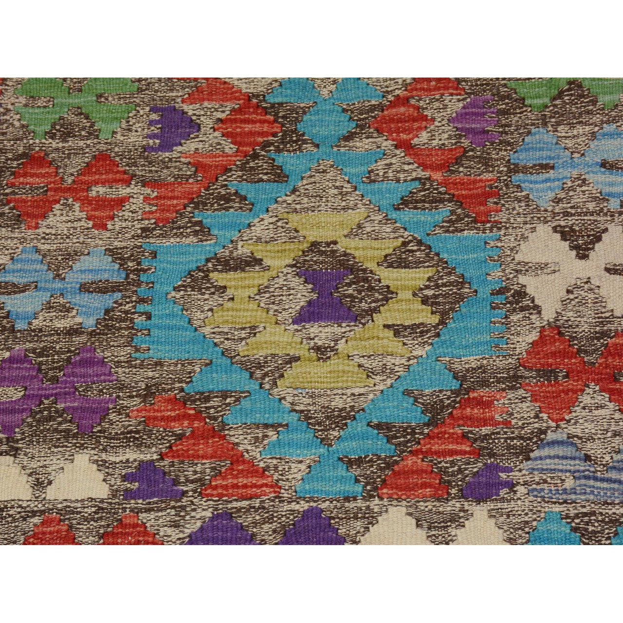 Flat Weave Wool Hand Woven Rug Brown No Border  2.7X3.10 -O057547