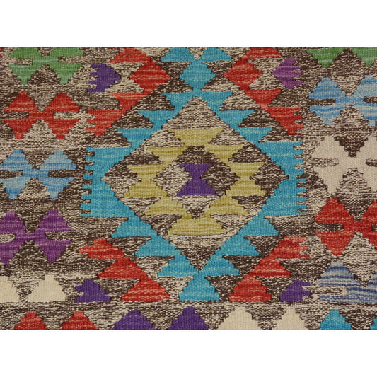 Flat Weave Wool Hand Woven Rug Brown No Border  2.7X3.10 -O057547