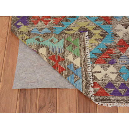 Flat Weave Wool Hand Woven Rug Brown No Border  2.7X3.10 -O057547