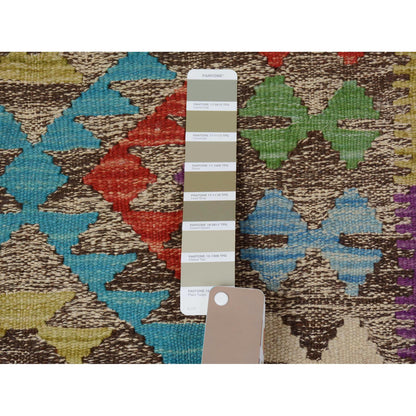 Flat Weave Wool Hand Woven Rug Brown No Border  2.7X3.10 -O057547