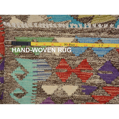 Flat Weave Wool Hand Woven Rug Brown No Border  2.7X3.10 -O057547