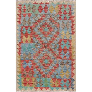 Flat Weave Wool Hand Woven Rug Red No Border  2.8X4.0 -O057574