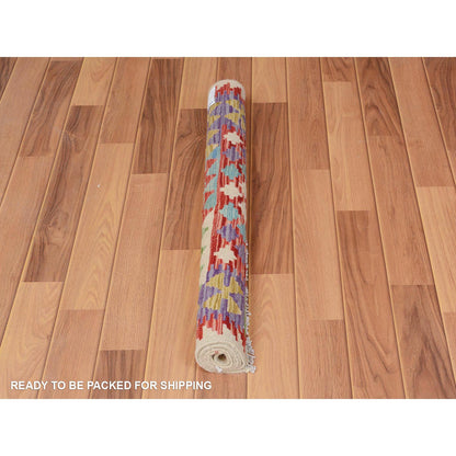 Flat Weave Wool Hand Woven Rug Ivory No Border 2.10X4.2 -O057597