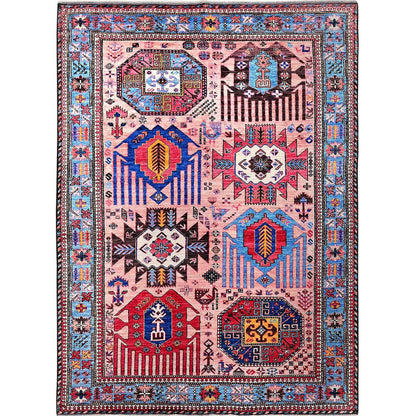 Kazak Wool Hand Knotted Rug Pink 6.0x8.2 -O0575
