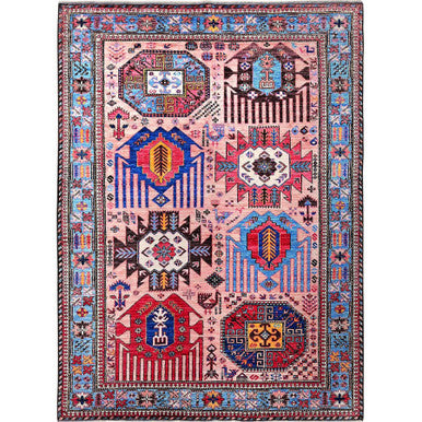 Kazak Wool Hand Knotted Rug Pink 6.0x8.2 -O0575