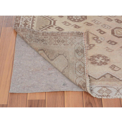 Overdyed & Vintage Worn Wool Hand Knotted Rug Beige No Border 5.0X7.5 -O057616