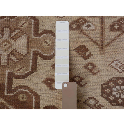 Overdyed & Vintage Worn Wool Hand Knotted Rug Beige No Border 5.0X7.5 -O057616