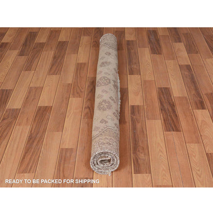 Overdyed & Vintage Worn Wool Hand Knotted Rug Beige No Border 5.0X7.5 -O057616