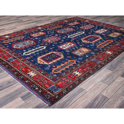 Kazak Wool Hand Knotted Rug Blue 6.1x8.5 -O0576