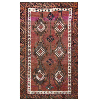 Overdyed & Vintage Worn Wool Hand Knotted Rug Red No Border 4.6X7.5 -O057756