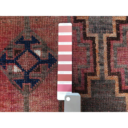Overdyed & Vintage Worn Wool Hand Knotted Rug Red No Border 4.6X7.5 -O057756