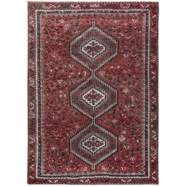 Overdyed & Vintage Worn Wool Hand Knotted Rug Red No Border 6.9X9.6 -O057783