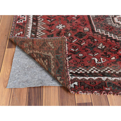 Overdyed & Vintage Worn Wool Hand Knotted Rug Red No Border 6.9X9.6 -O057783