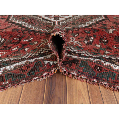 Overdyed & Vintage Worn Wool Hand Knotted Rug Red No Border 6.9X9.6 -O057783