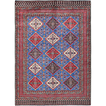 Kazak Wool Hand Knotted Rug Blue 6.1x8.6 -O0577