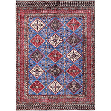 Kazak Wool Hand Knotted Rug Blue 6.1x8.6 -O0577