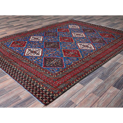 Kazak Wool Hand Knotted Rug Blue 6.1x8.6 -O0577