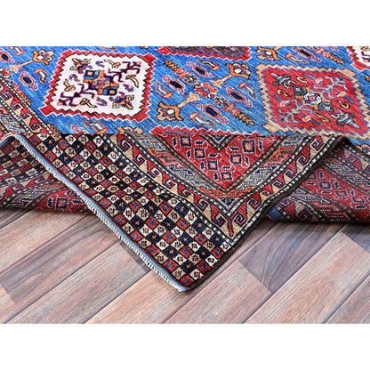 Kazak Wool Hand Knotted Rug Blue 6.1x8.6 -O0577