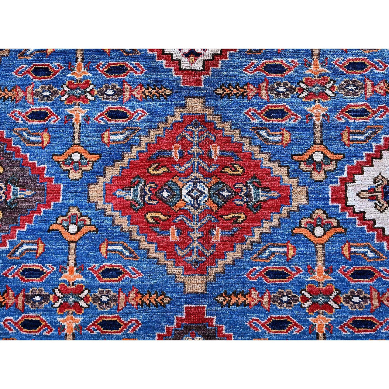 Kazak Wool Hand Knotted Rug Blue 6.1x8.6 -O0577