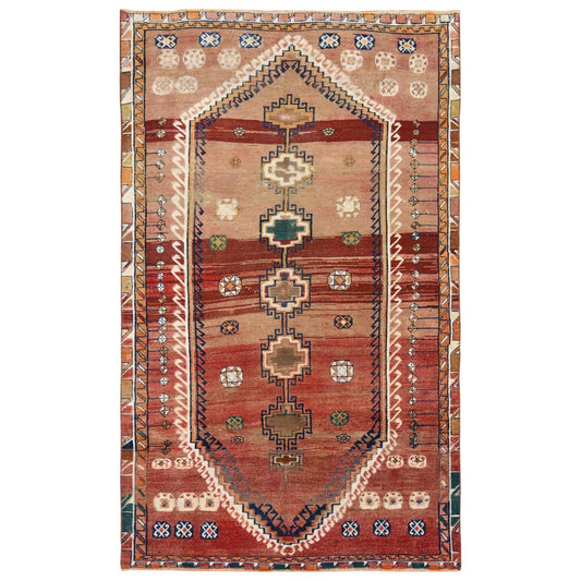 Overdyed & Vintage Worn Wool Hand Knotted Rug Brown Tan 4.6X7.8 -O057856