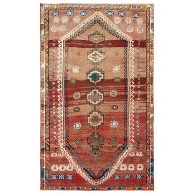 Overdyed & Vintage Worn Wool Hand Knotted Rug Brown Tan 4.6X7.8 -O057856