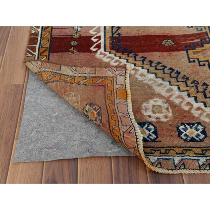 Overdyed & Vintage Worn Wool Hand Knotted Rug Brown Tan 4.6X7.8 -O057856