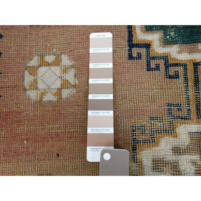 Overdyed & Vintage Worn Wool Hand Knotted Rug Brown Tan 4.6X7.8 -O057856