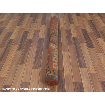Overdyed & Vintage Worn Wool Hand Knotted Rug Brown Tan 4.6X7.8 -O057856